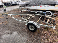 Galvanized single axle boat trailer with rollers