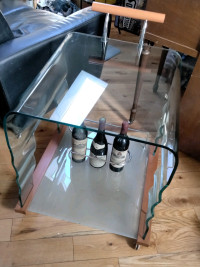 MCM moulded glass wine cart, rare and stunning!