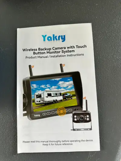 YAKRY Y27-LSH REAR VIEW CAMERA KIT, COMES WITH ALL WIRING, MONITOR, BRACKETS ETC, TO HOOK UP TO RV'S...
