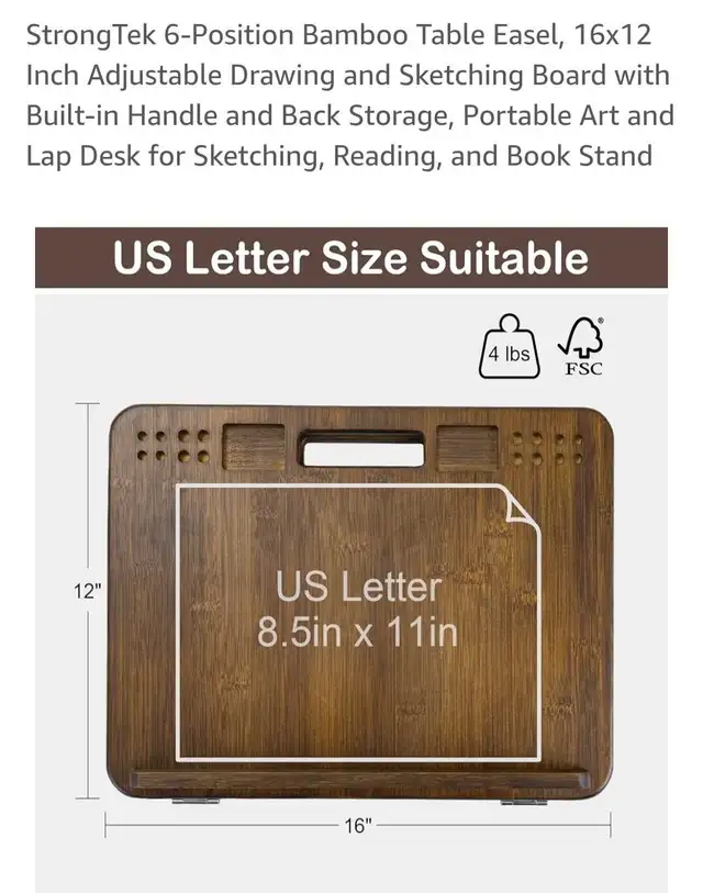 StrongTek 6-Position Bamboo Table Easel, 16x12 Inch in Home Décor & Accents in Ottawa - Image 7