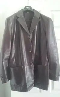 BANANA REPUBLIC Leather Jacket Mens 3 Button Blazer Brown