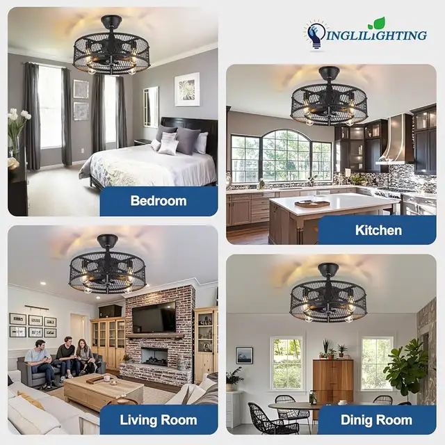 DLLT Caged Ceiling fan with light 20” in Indoor Lighting & Fans in Mississauga / Peel Region - Image 3