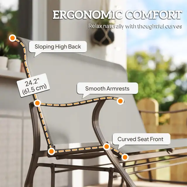 Garden Double Gliding Chair, Patio Glider Armchair， Outdoor, B in Patio & Garden Furniture in Markham / York Region - Image 8