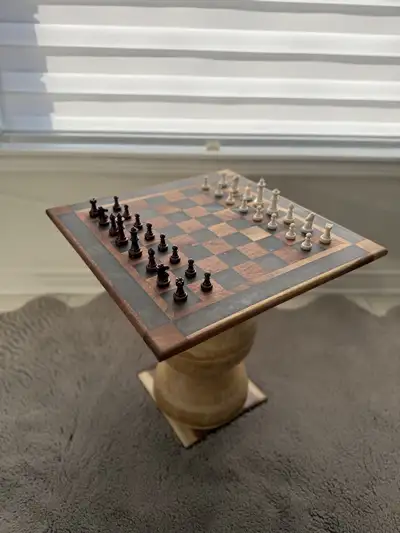 Handmade Walnut and Resin side chess table, View more
