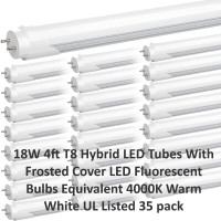 (NEW) T8 LED Tubes 4’ 18W 4000K Warm White Lights (35 pcs)