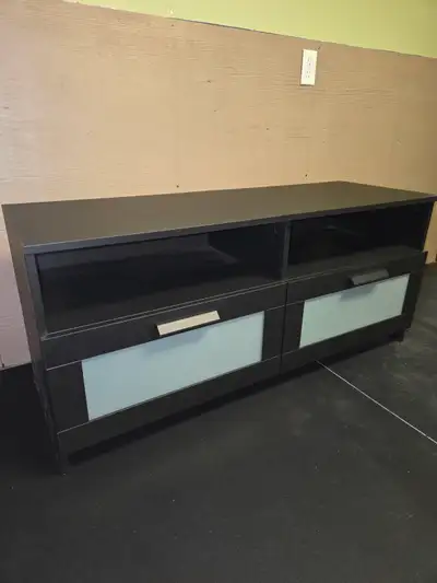 FOR SALE: Ikea 'Brimnes' TV stand - Black with Frosted Glass Drawers 47 1/4"W x 16 1/8"D x 20 7/8"H...