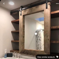 Bathroom Mirror (Vanity) Barnwood Frame / Door / Track System