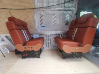 Leather RV seats with 12V motor, remote control, seatbelt, bed