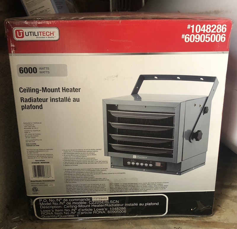 6000 watt 240volt garage / shop heater. Heaters, Humidifiers