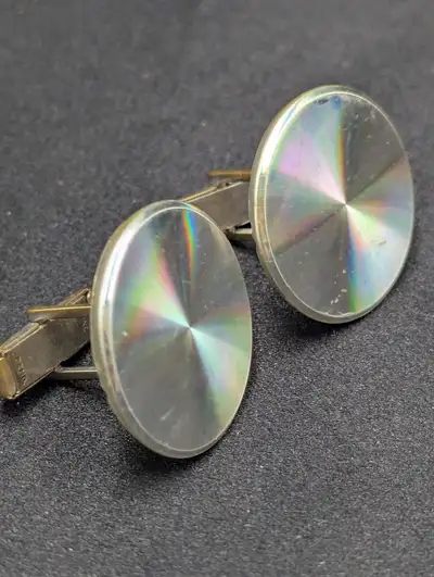 Unique Iridescent Circular Cuff Links, View more
