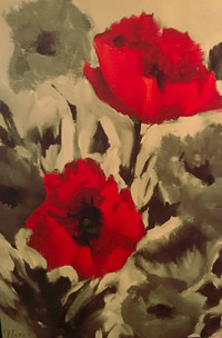 Big poppies print on stretched canvas