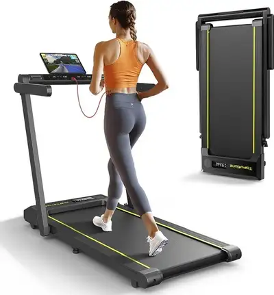 NEW TOPUTURE 2 in 1 Folding Treadmill Black/Lemon Yellow, View more