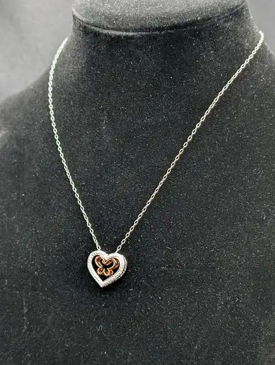 Diamond Accent Heart with Rose Gold Butterfly Pendant Valentines, View more