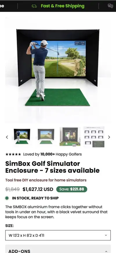 SimBox Golf Simulator Enclosure – Large Size, View more