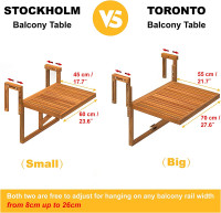Table Interbuild Toronto Balcony 26.5X21.5" w 3 Adjust Hight