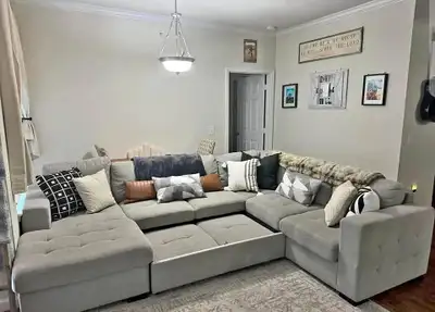 Never Used!! Family sectional sofa With Cushions For Sale., View more