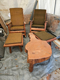 2 wood rocking chairs