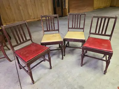set of 4 vintage solid wood chairs, View more