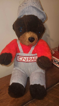 1980's stuffed toy bear CN Rail vintage