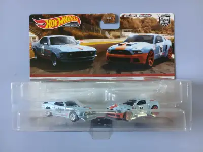 2021 Hot Wheels Premium Car Culture Gulf Mustangs 2 Pack ● 1969 Ford Mustang BOSS 302 ● 2014 Custom...