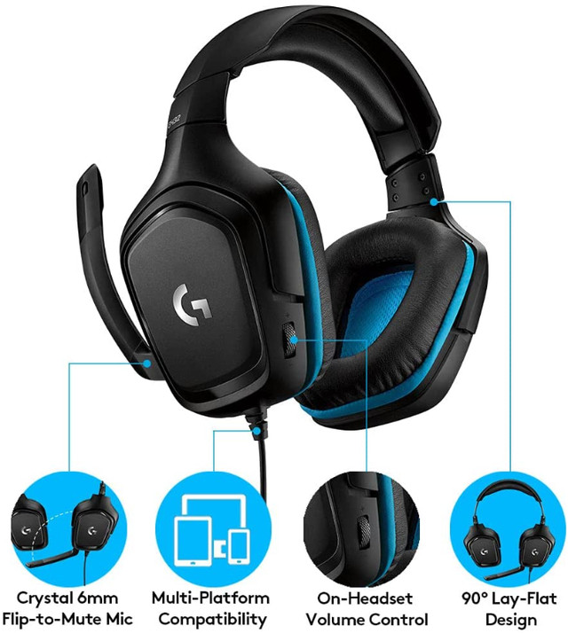 Logitech G432 DTS:X 7.1 Surround Sound Wired PC Gaming Headset in Speakers, Headsets & Mics in Burnaby/New Westminster - Image 4