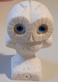 Vintage Carved Alabaster AOE Greek Mythology Owl Statue 