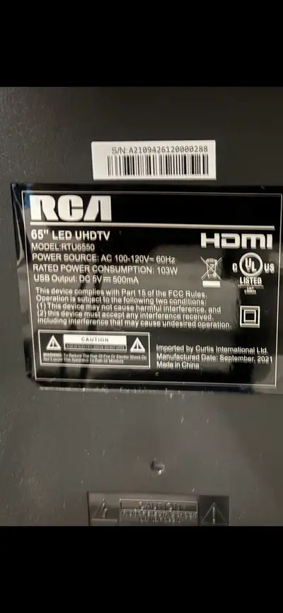RCA 65 inch LED UHDTV for parts, View more