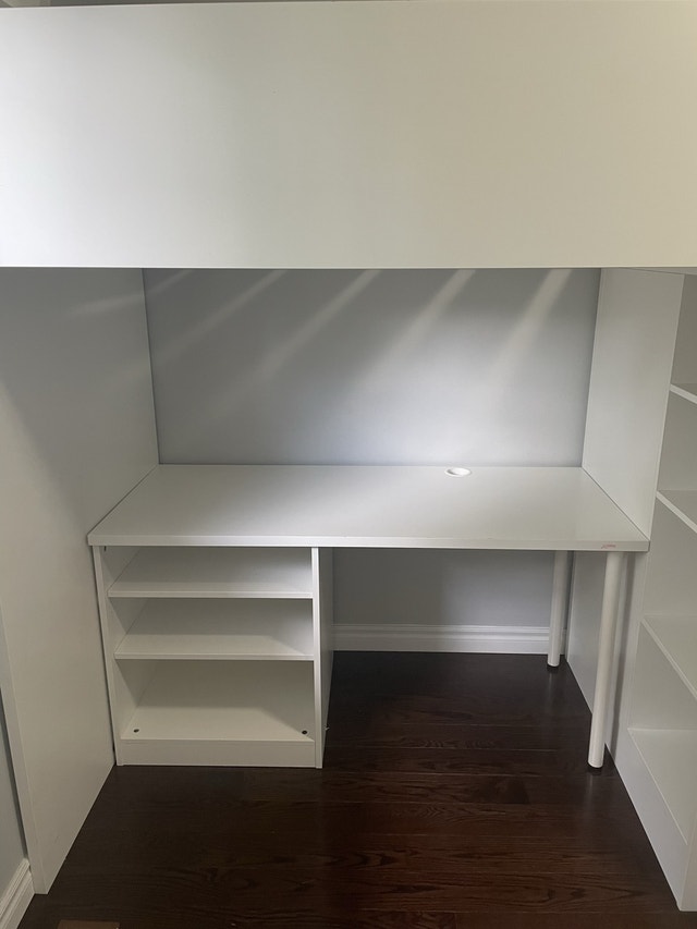 IKEA SMASTAD Loft bed frame, desk, storage closet and mattress Beds
