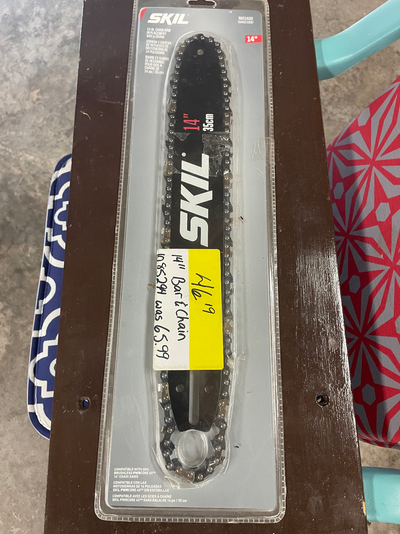 SKIL 14" replacement chainsaw bar and three 14" chains. Compatible with SKIL brushless PWRCORE 40 el...