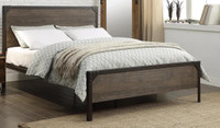 Queen size Bed - Wood Panel with Steel Frame