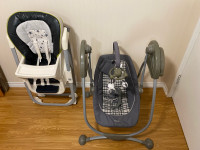 Baby swing and high chair 