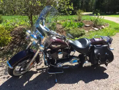 2005 Harley Davidson Soft Tail Deluxe Black Cherry Vance & Hines pipes Leather bags Passenger seat &...