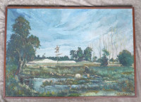 1918 LARGE ANTIQUE CANADIAN IMPRESSIONIST OIL  PAINTING SIGNED