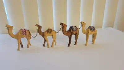 WOODEN HAND CARVED CAMELS AND MULES FROM JERUSALEM HOLY LAND $8, View more