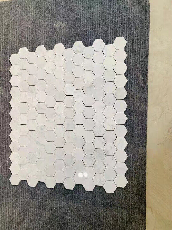 1" HEX Carrera Mosaic Marble Tile polished in Floors & Walls in City of Toronto - Image 4