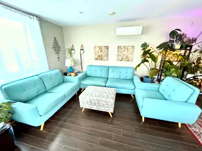 4-Piece Teal Living Room Set, View more