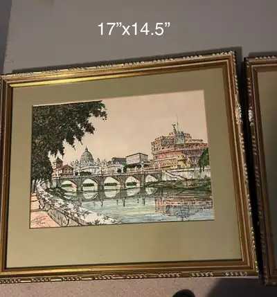 A. Bollazzi Rome Watercolours and E. Lupton Garden Landscape, View more