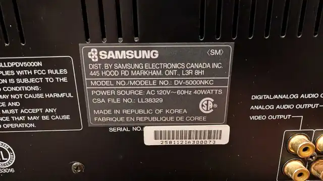 Samsung LaserDisc player DV-5000NKC528038537598740481