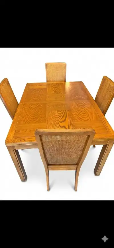 SOLID WOOD DINING TABLE AND 6 MATCHING CHAIRS, View more