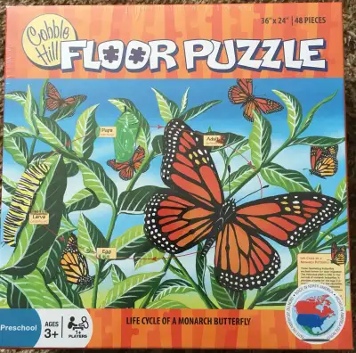 Cobble Hill monarch butterfly floor puzzle, View more
