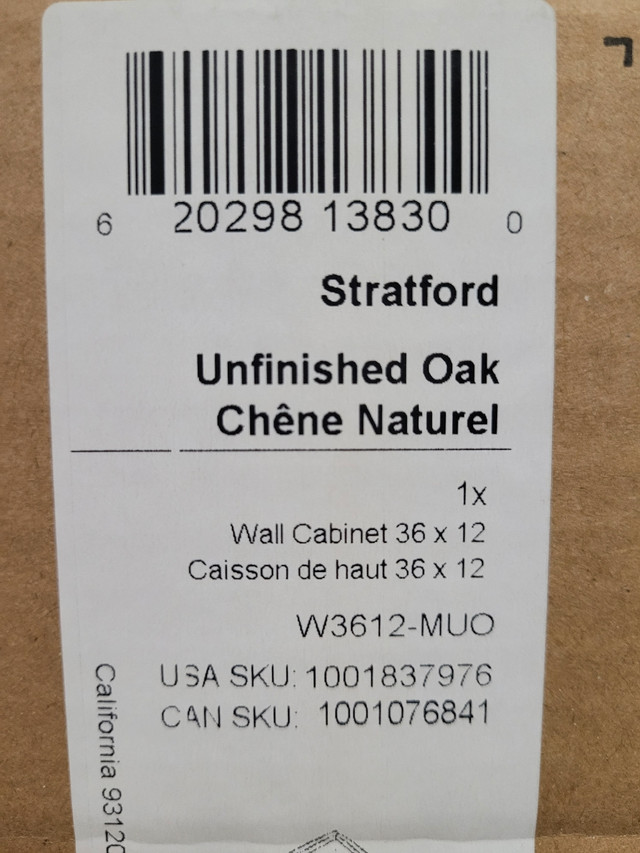 2 Unfinished Oak Cabinet - 36" x 12" - $160 OBO in Cabinets & Countertops in Bridgewater - Image 3