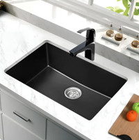 Black Kitchen Sink - High Quality 27" Thick Steel - Evier Noir