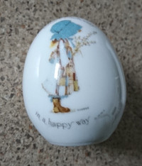 VintageHolly Hobbie Porcelain Egg Start Each Day in a Happy Way