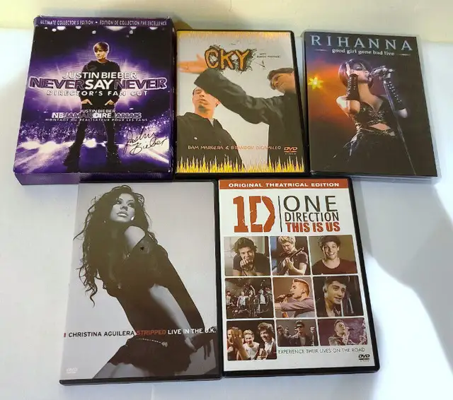 Lot of 5 Celebrity pop DVD CKY Rihanna Justin Bieber One Directi in CDs, DVDs & Blu-ray in Kitchener / Waterloo - Image 2