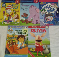Qty 5 x Reading Books - Cat Hat, Winnie the Pooh, Diego, Olivia
