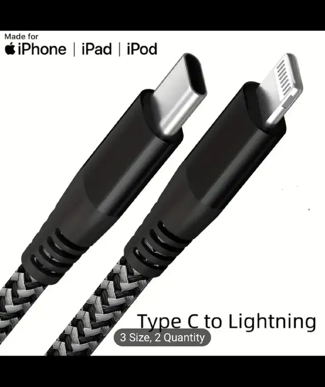 2m USB C to Lightning Fast Charge Fast Data Cable, MFI Certified in Cell Phone Accessories in Markham / York Region - Image 4