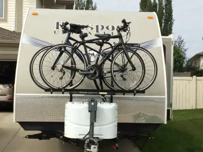 This Canadian made rack attaches to the 'A' frame on the front of your travel trailer. The benefit o...
