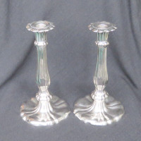 2 ANTIQUE 1755 M&K VIENNA AUSTRIA STERLING SILVER CANDLE HOLDERS