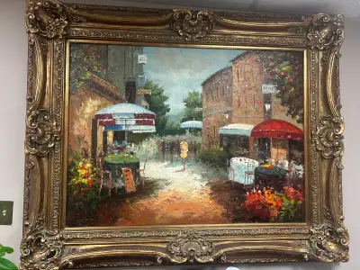 Large, European Hand-Painted Wall Art (Framed), View more