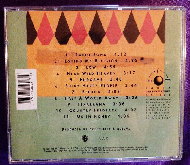 R.E.M.- Out Of Time 1991 CD in CDs, DVDs & Blu-ray in Oshawa / Durham Region - Image 2